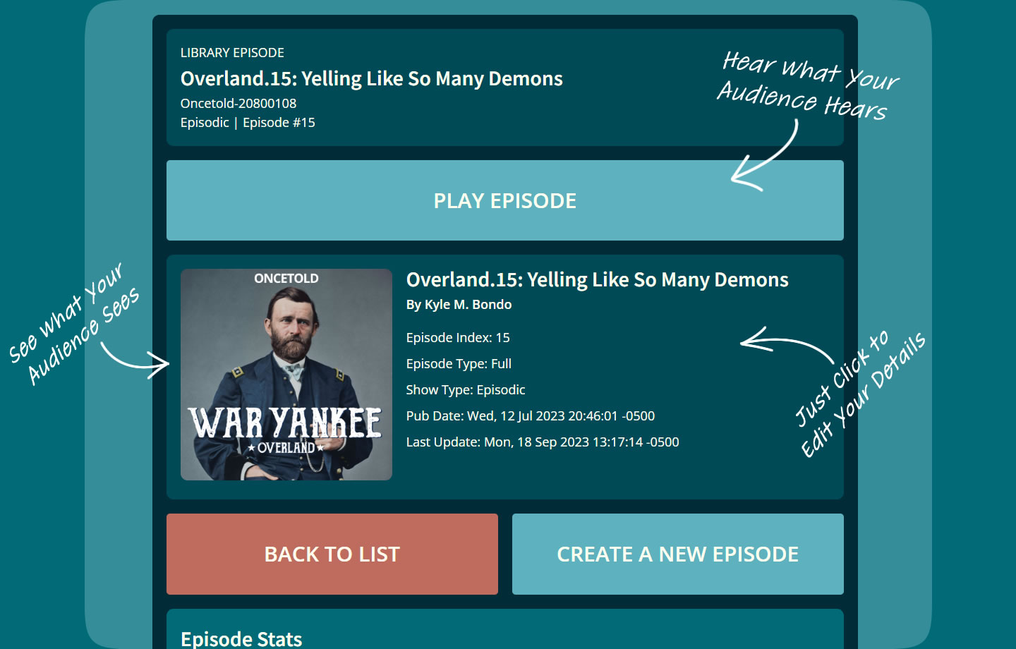 All Your Need to Build Your Library of Episodes